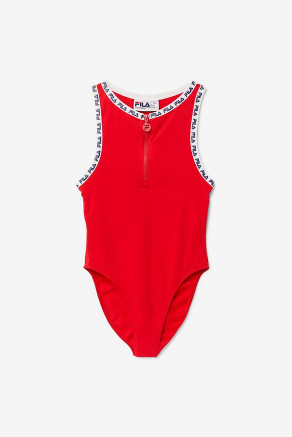 Fila Ulka Red Women's Bodysuits - Red/White,NZ 527-78214